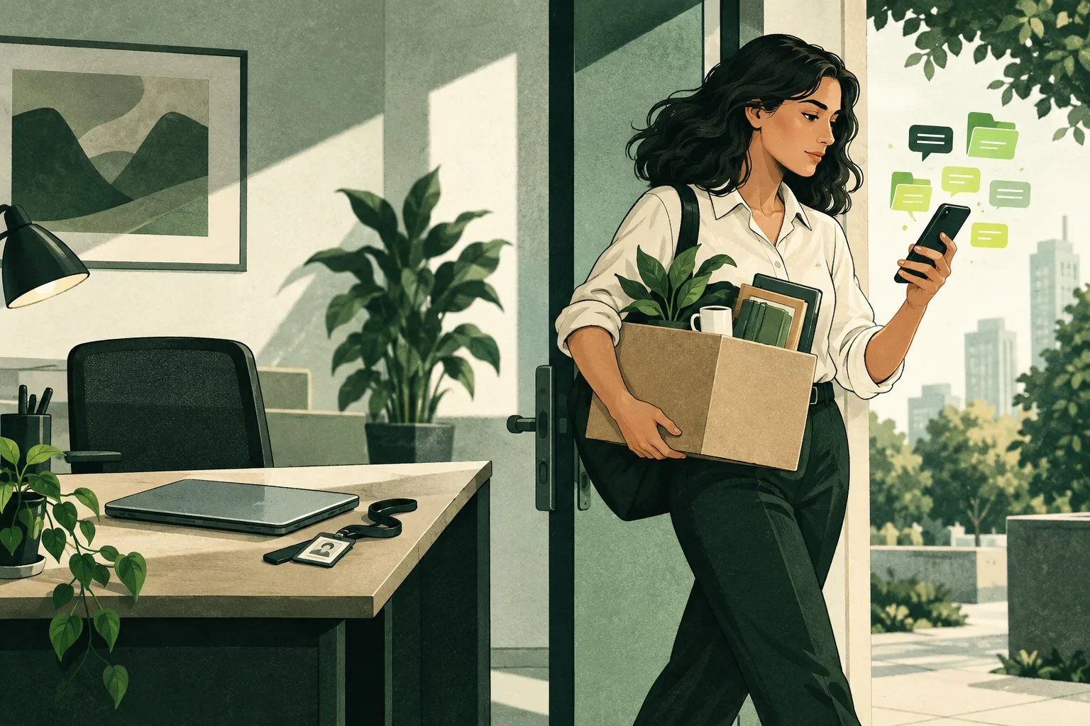 An employee leaves with company information still on a personal phone.